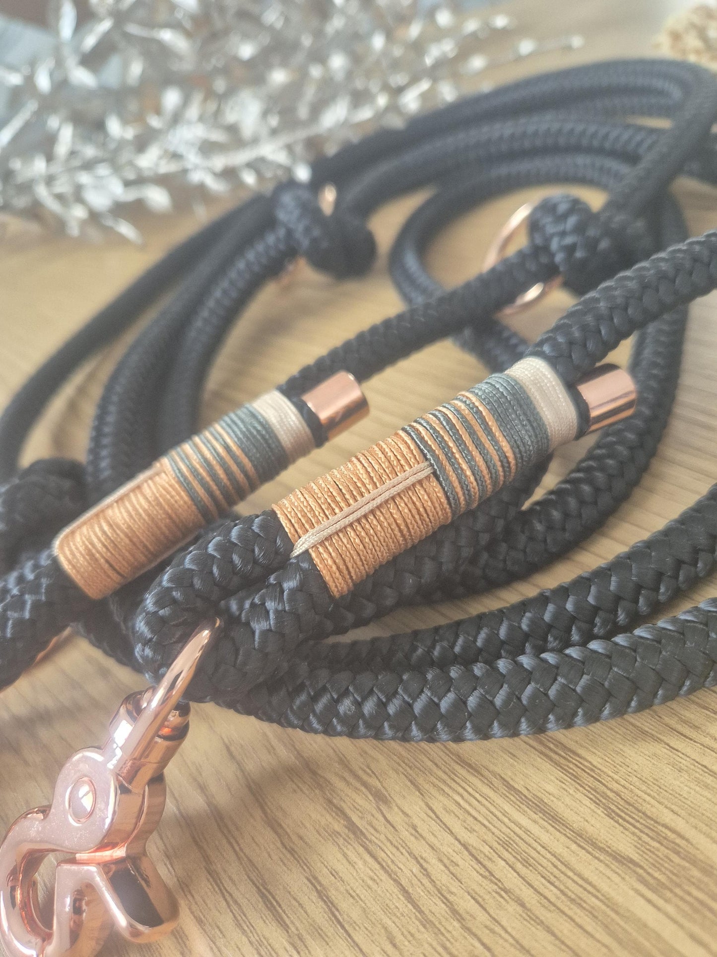 Rope towline in black with rose gold | TAUZAUBER ANNIVERSARY EDITION