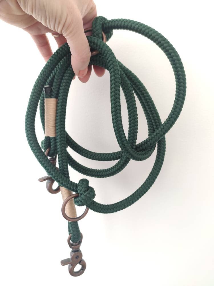 Rope towline in emerald green with beige | EMERALD TOWLINE