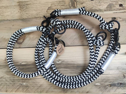 Rope dog leash collar set in black and white | BLACK SENSATION