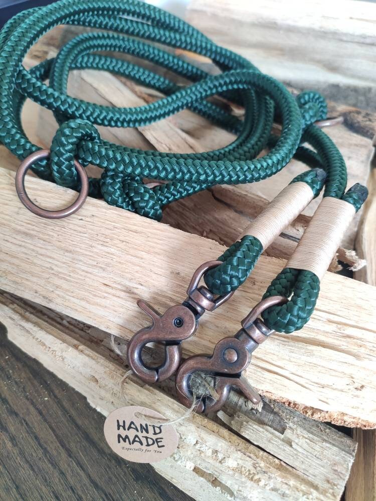 Rope towline in emerald green with beige | EMERALD TOWLINE