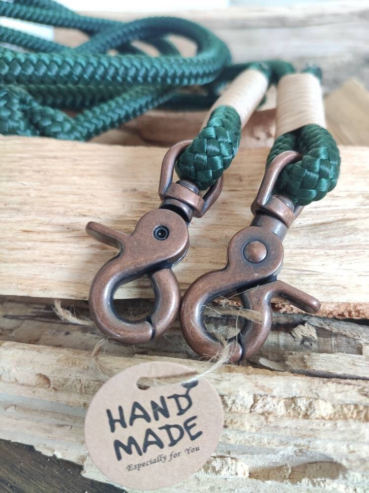 Rope towline in emerald green with beige | EMERALD TOWLINE