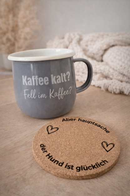 EMAILLE TASSE MIT UNTERSETZER | 375ml | GESCHENK HUNDELIEBHABER