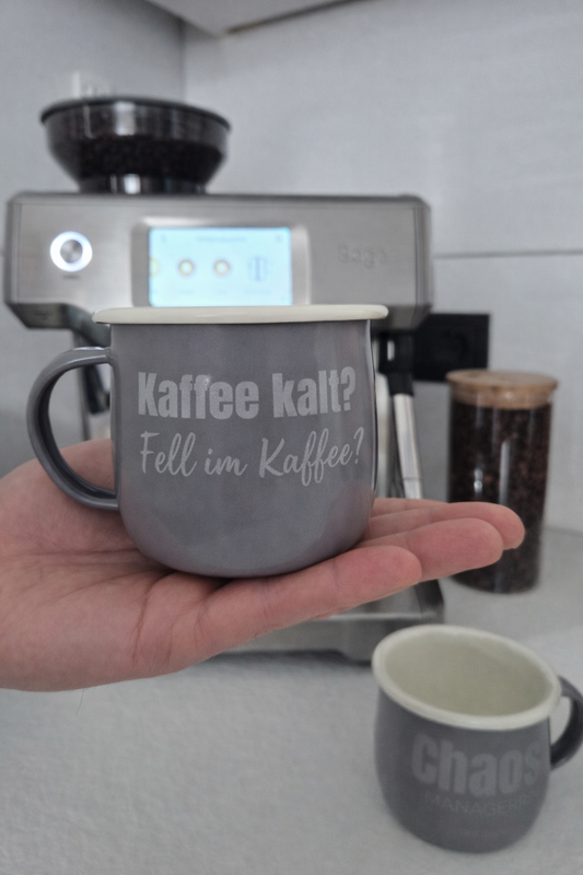 EMAILLE TASSE MIT UNTERSETZER | 375ml | GESCHENK HUNDELIEBHABER